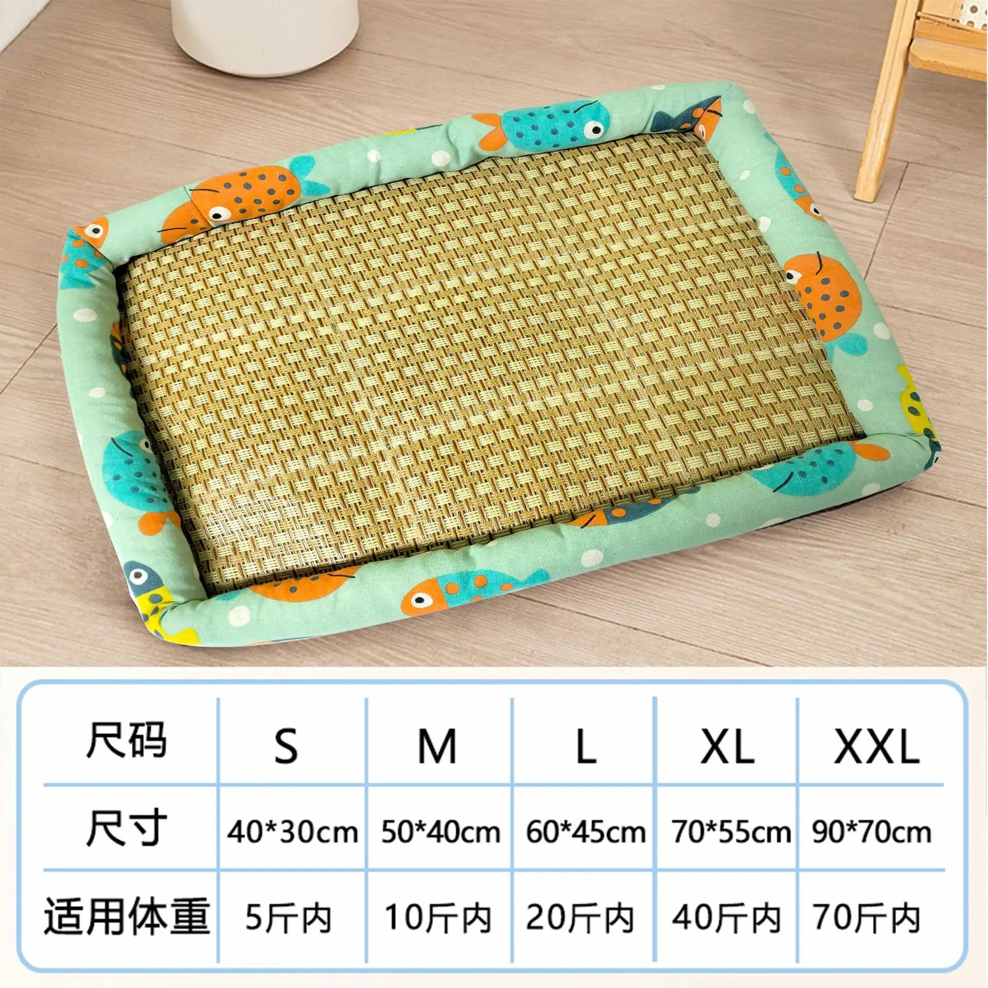 Pet Summer Mat Dog Cooling Sofa Breathable Pad Moistureproof Rattan Wear Cat Mat Breathable Pet Mat for Hot Weather S-40x30cm