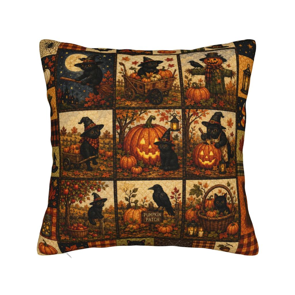 Halloween Black Cats Square Pillow Cases Witchy Moon Gothic Cushion Cover Novelty Decorative Pillowcase for Home 40x40cm