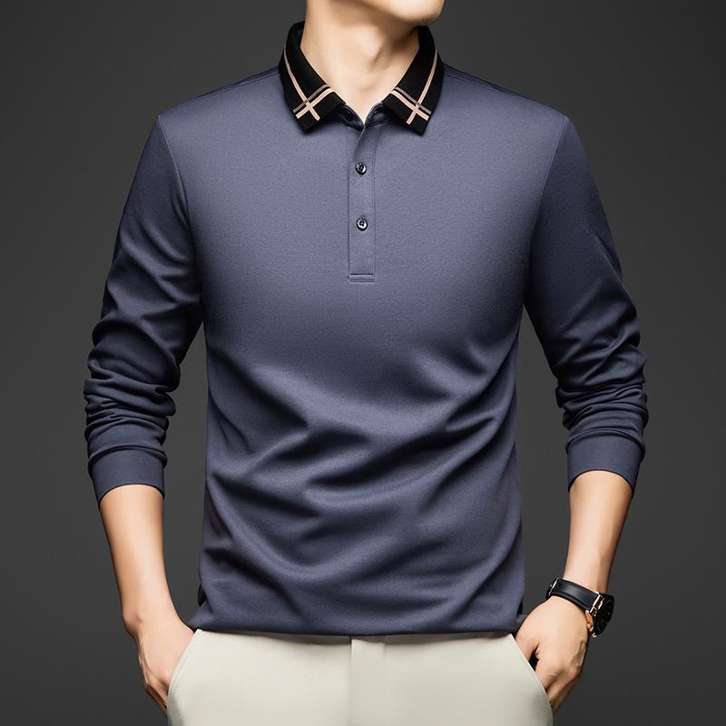Middle-Aged & Young Casual Long Sleeve T-Shirt Autumn Fashion Lapel Collar Polo Shirt M