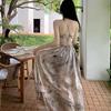Sweet Spice Girl Floral Suspender Dress Fairy Summer Skirt Seaside Vacation Backless Sexy Temperament Waist Long Dress
