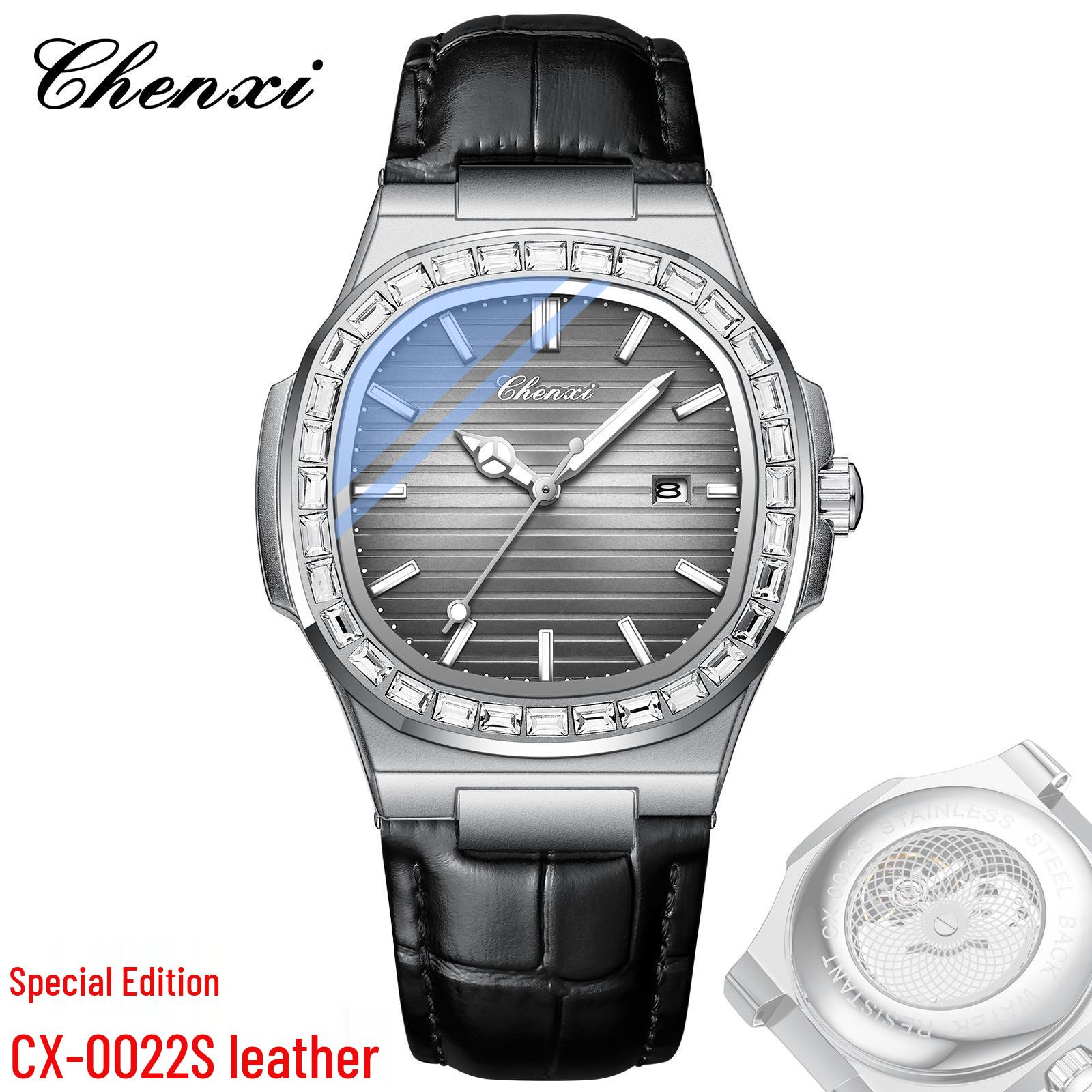 

CHENXI Модные светящиеся мужские часы Nautilus с бриллиантами, прозрачной задней крышкой и стальным браслетом