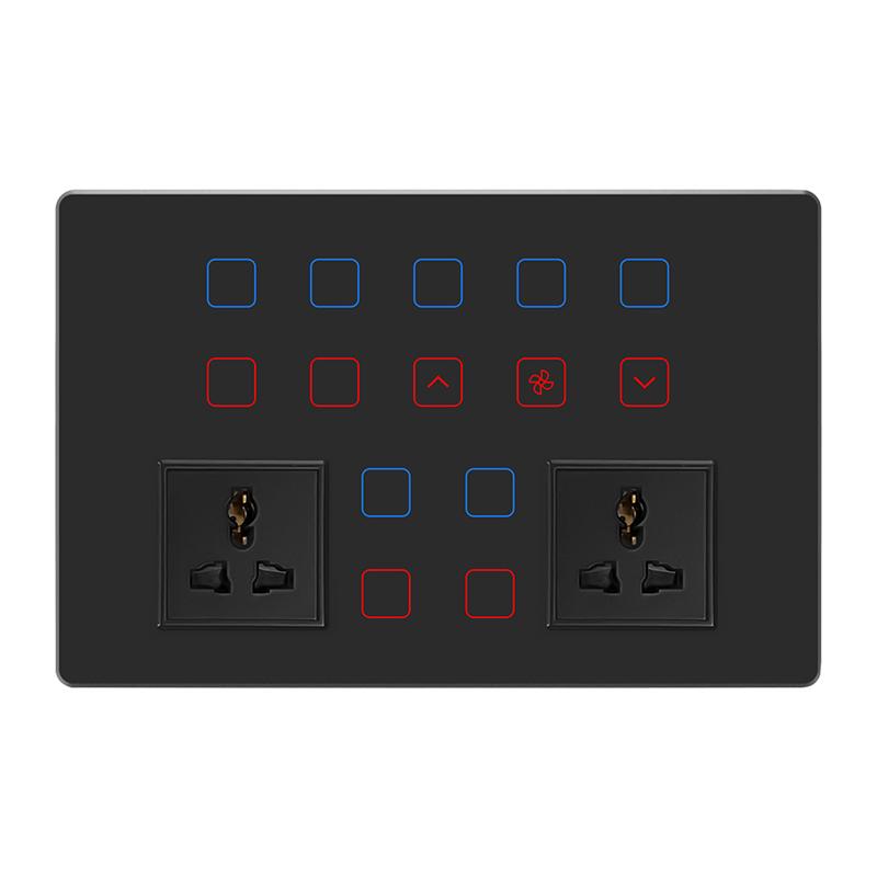 Indian Standard 12-Gang Smart WiFi Wall Light Switch Touch Panel Supports Alexa Google Assistant 16A 240V 234x152mm Size for Tuy