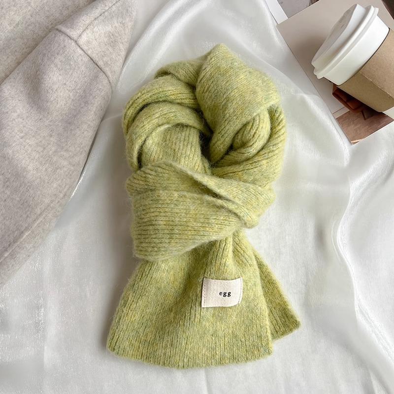 Korean Colorful Solid Mohair Knitted Scarf Women Men Autumn Winter Style Fashionable Soft Warm Thick Knitted Scarves Male Female