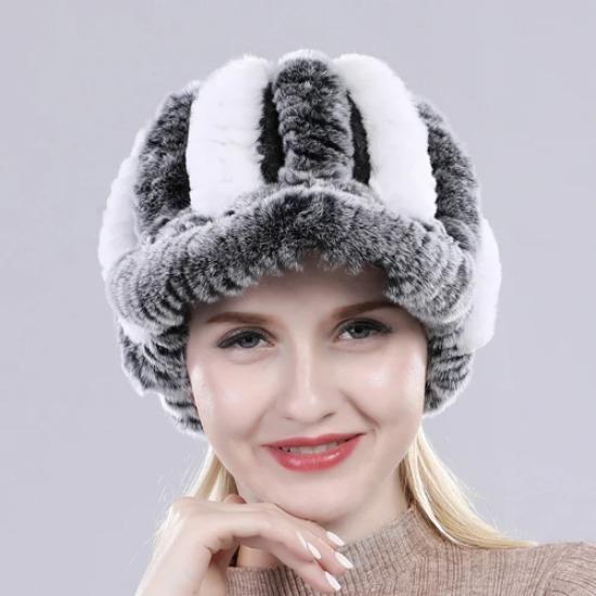 

Женская шапка из натурального кроличьего меха рекс Зимняя вязаная шапка из натурального кроличьего меха рекс Россия Женские теплые шапки-бини из натурального меха
