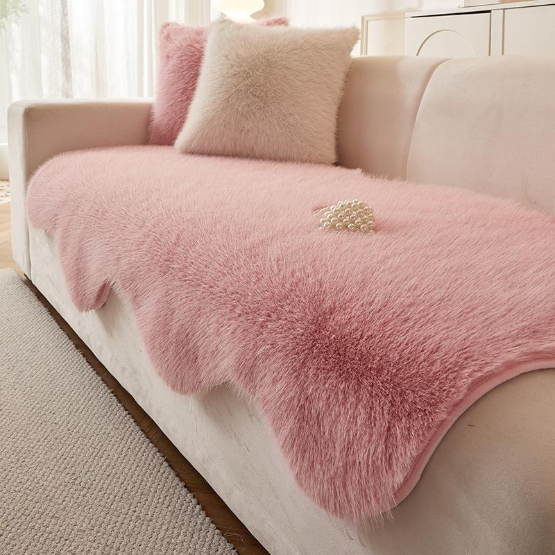 

Mink Velvet Irregular Sofa Cushion: Winter 2025 Non-slip Leather Cover 30x50cm Pillow Cover рожевий