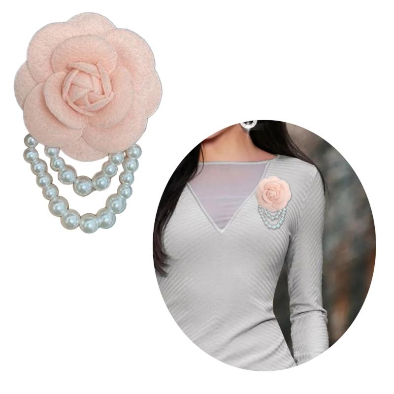 Imitation Perle Hochzeit Handgelenksblume Corsage Armband Braut Brautjungfer Stoff Kamelie Brosche Anstecknadel Handblume Schnalle Anstecknadel