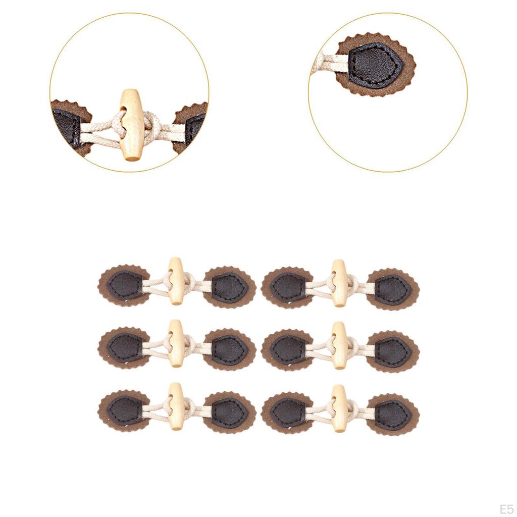 6 Pieces Toggle Buttons Horn Trendy Practical Garment Replacement Sewing Accessories