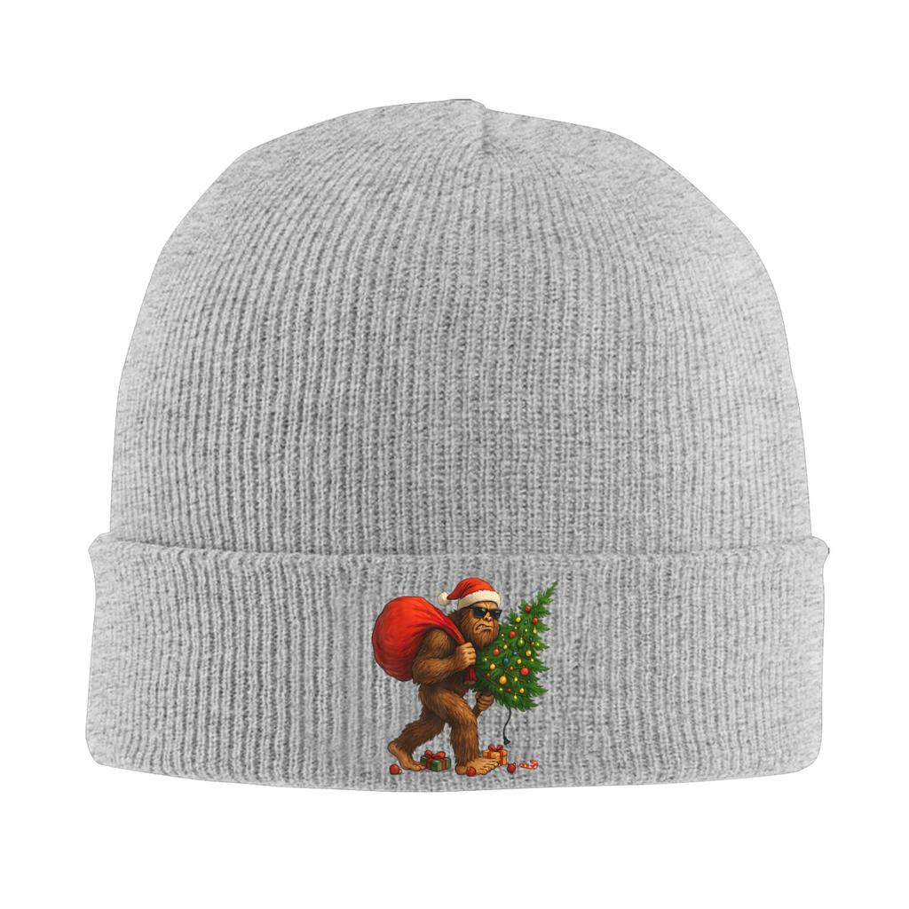 Bigfoot Stealing Christmas Tree Lights Xmas Knitting Hat Fashion Caps Men Outdoor Beanie Hats Winter Design Thermal Bonnet Hats