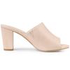 Allegra K Damen Slip-On Chunky Heel Mules und Pantoletten, Beige, Größe 25.5cm