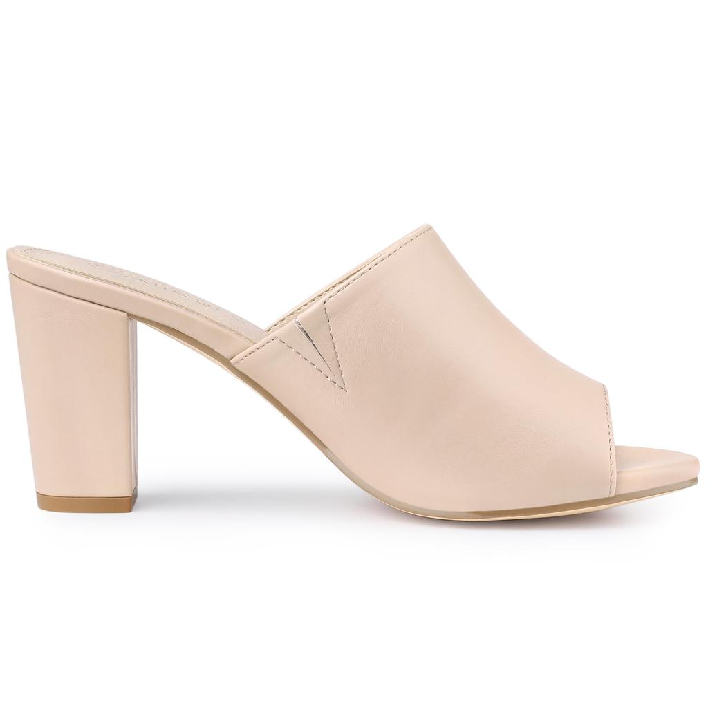 Allegra K Damen Slip-On Chunky Heel Mules und Pantoletten, Beige, Größe 25.5cm