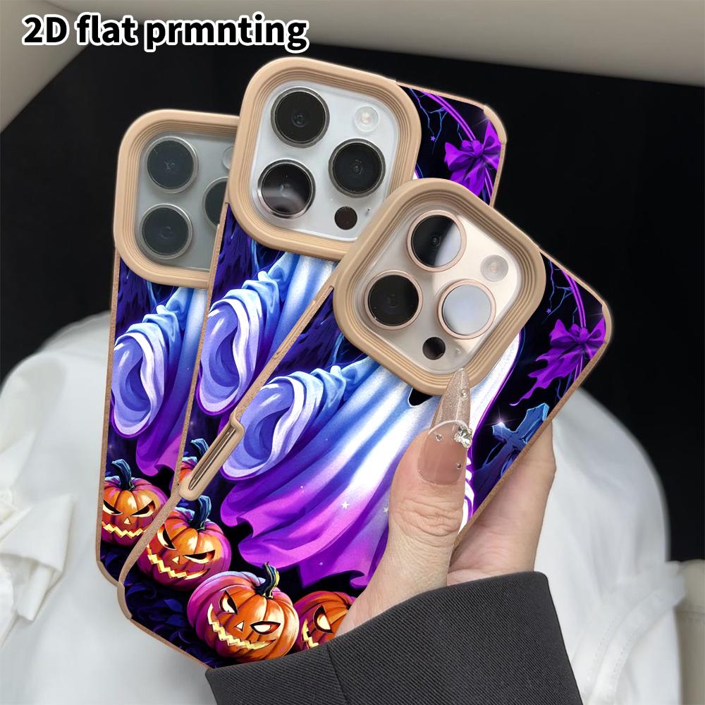 Phone Case: 2D Flat Lambskin Suitable for iPhone 18 17 16 15 14 13 Pro, Ghost Pumpkin, Christmas and Halloween Gifts