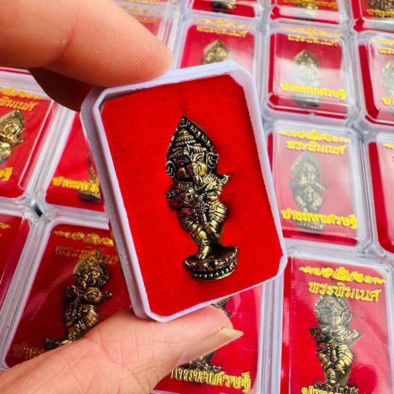 Hinduizm Ganesha Bóg z Głową Słonia Bogaty Statua Czerwone Pudełko z Aksamitu Potężny Amulet Sukcesu Błogosławieństwa Biżuteria Vintage Prezenty Chroni Zdrowie Szczęśliwy