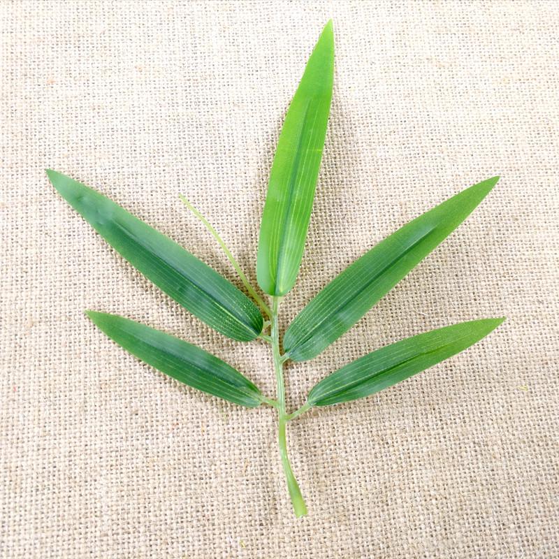 Artificial Bamboo Branches: 5 Small Leaves with Whiskers for Landscape Decoration