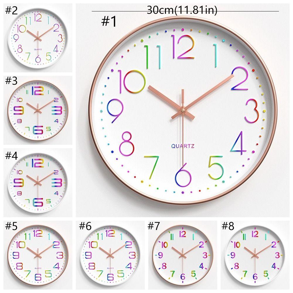 Fashion 12 Inch Digital Wall Clock Mute Colorful Numbers Quartz Clock Plastic Wall Hung Clock Living Room