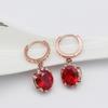 Exquisite Russian Purple Gold Ruby Earrings Light Luxury High Fashion Rose Gold Zircon Earrings Jewelry Women