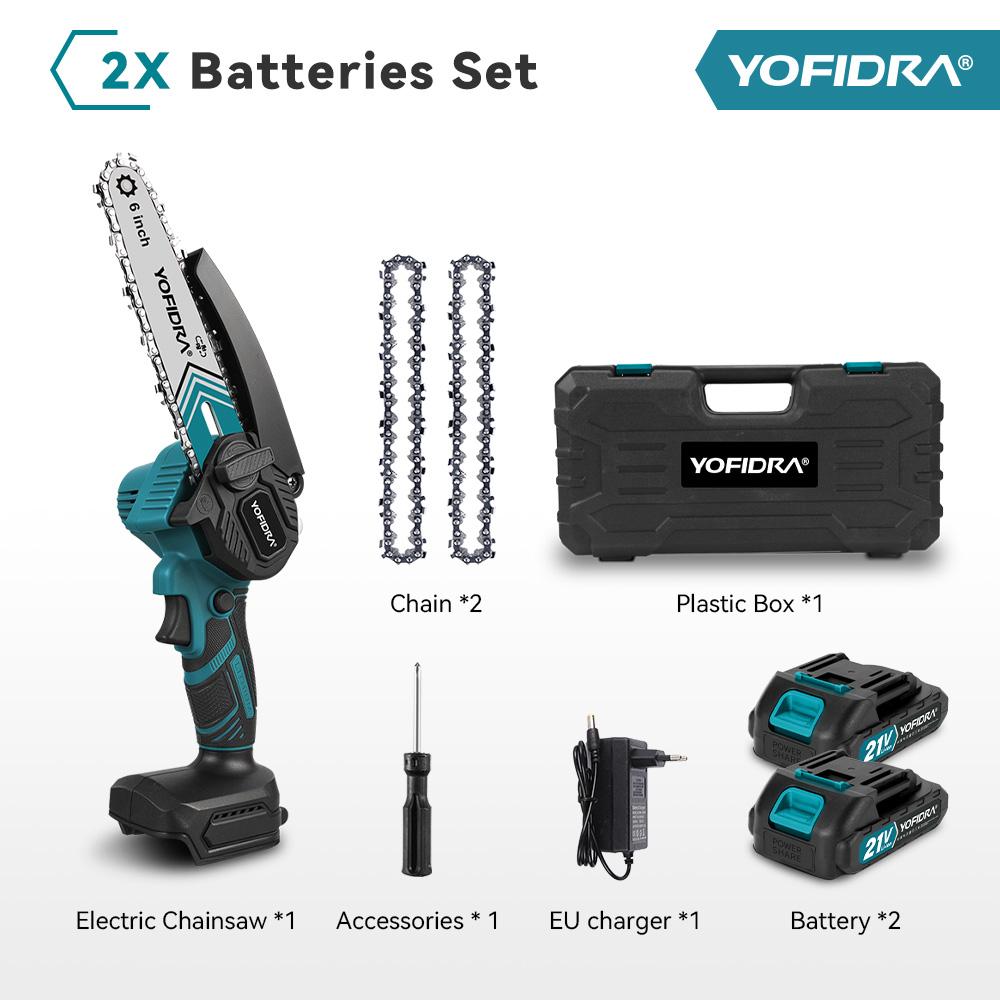 Yofidra 6-tommers Kjedesag Trådløs Elektrisk Sag Trearbeid Hage Klipping Beskjæringssag Elektroverktøy For Makita 21V Batteri Pin