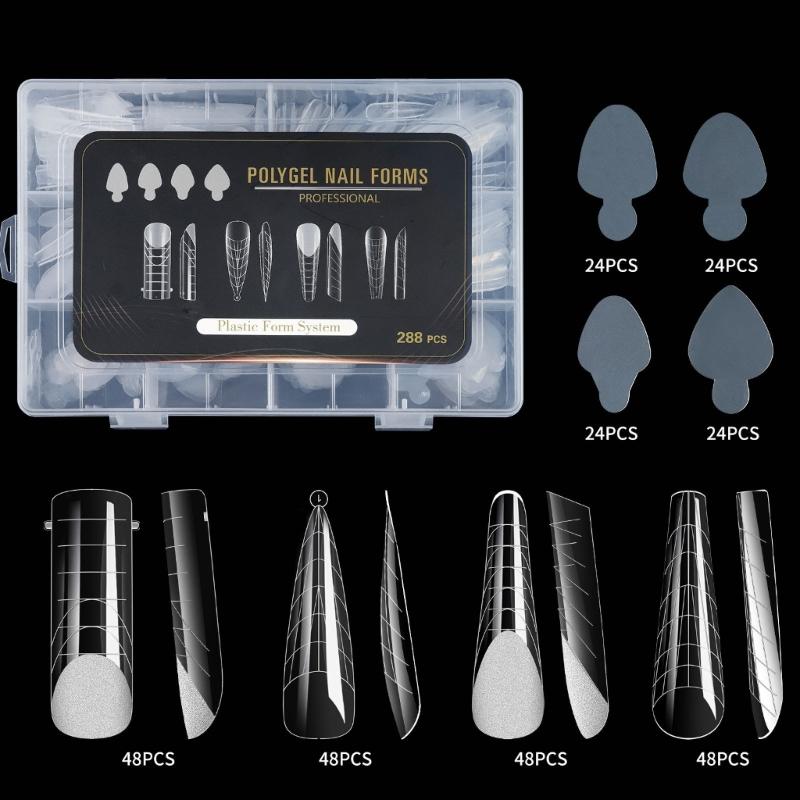 Duals Forms Acrylic Nail System UV Gel Nail Mold Full Cover Fasle Nail Tips Nail Form French Extension Tips Stickers