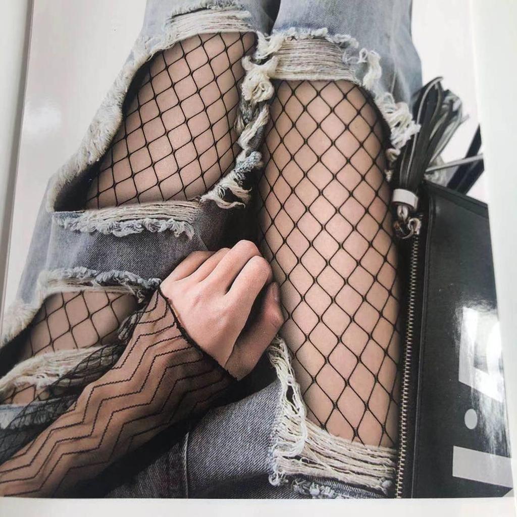 Women's Plus Size Velvet Cutout Fishnet Pantyhose Stockings