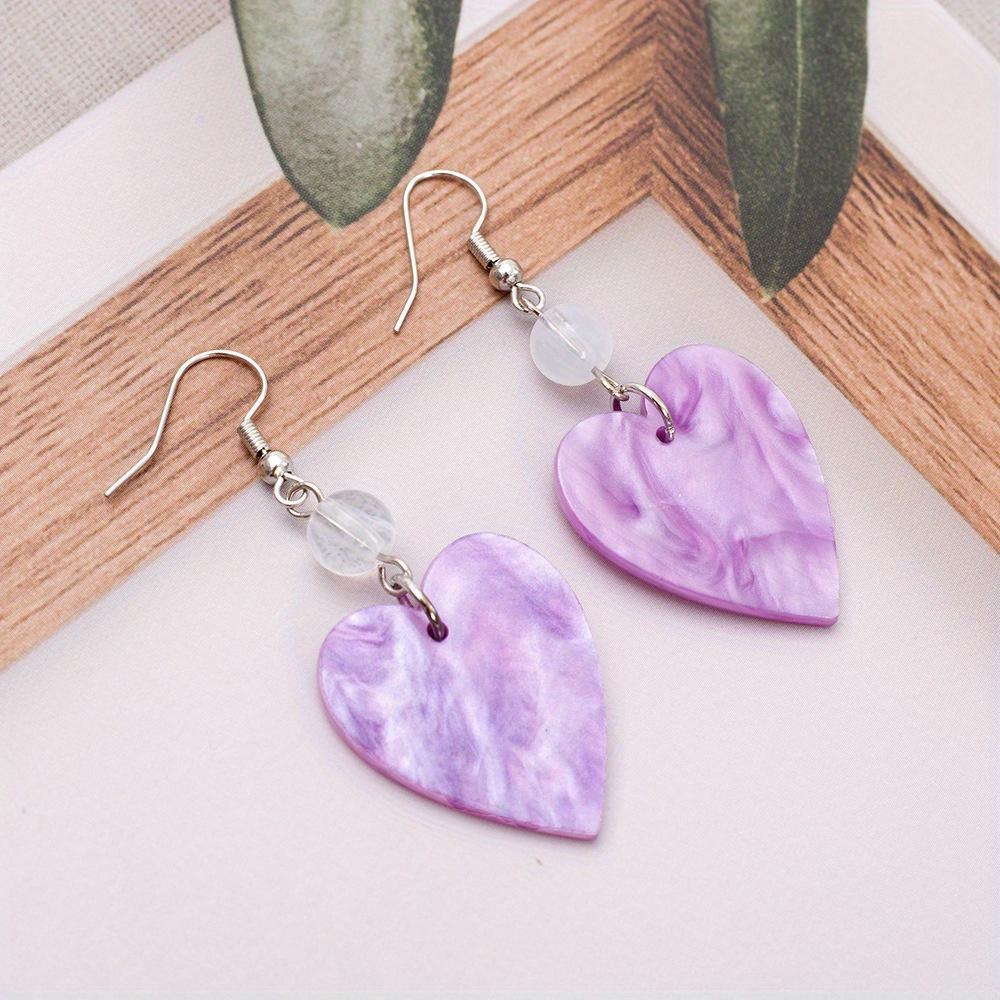 Acrylic Love Heart Drop Earrings for Women Girls, Heart Shape Dangle Earrings, Romantic Valentine s Day Jewelry Gifts фиолетовый