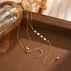 Elegante Scheiben-Y-Form Anhänger Halskette Edelstahl Goldfarbe Flache Rolo-Kette Quasten Halsketten Schmuck Valentinstagsgeschenk