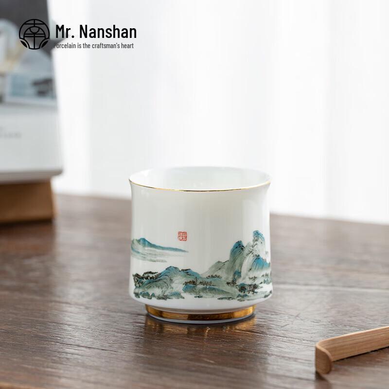 Nanshan Xiansheng Gilded Ceramic Gongfu Master Tea Cup - Thousands of Miles Landscape