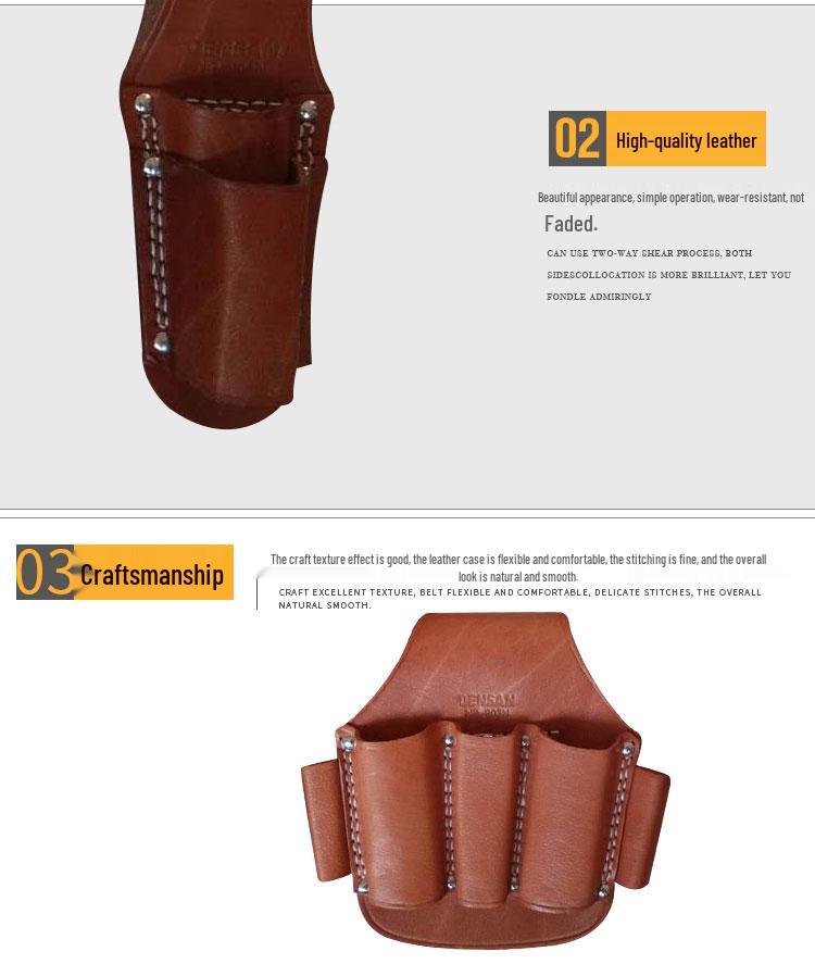 Japanese Genuine Cowhide Pliers Sheath: Five, Three, Two, and Single-Pocket Sets for Electricians