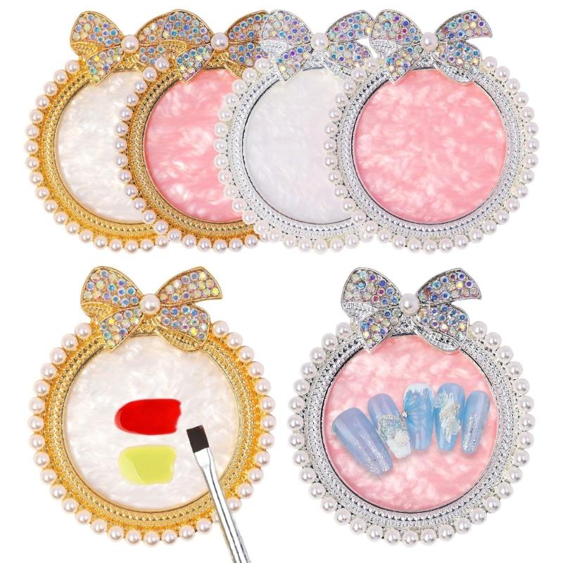 Resin Nail Art Palette,Nail Art Painting Mixed Color Palette Bows Nail Gel Color Makeup Display Board Nail Art Tool