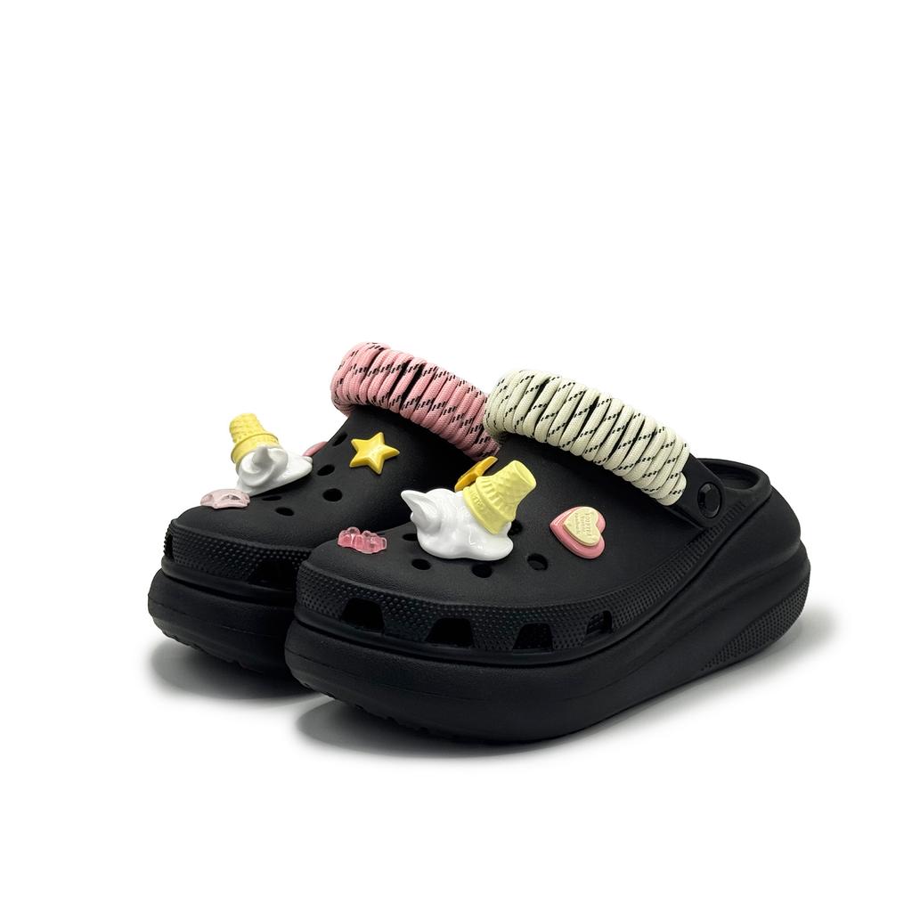Crocs Crush Clog Cone EVA Ice Cream Gummy Bear Accessories Sweet and Cute Hole Shoes Women's Black