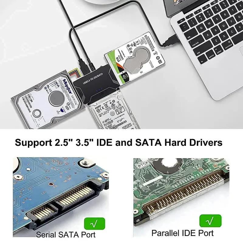 USB 3.0 To SATA IDE Hard Disk Adapter Converter Cable 3 In 1 IDE SATA Adapter for 3.5 2.5 Inch HDD/SSD CD DVD ROM