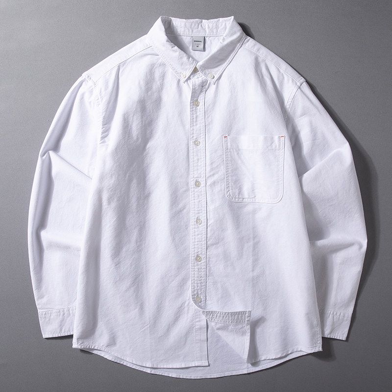 Shirts Men s Spring and Autumn New Comfortable Pure Cotton Simple and Versatile Top Casual Youth Vitality Casual Stacked Shirt White XL