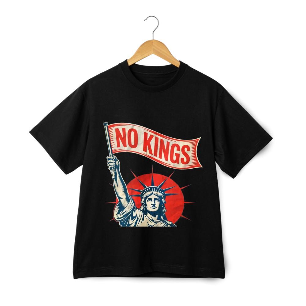 NO KINGS Liberty Protest T-Shirt - Anti-Authority Streetwear with Statue Design XXXXL