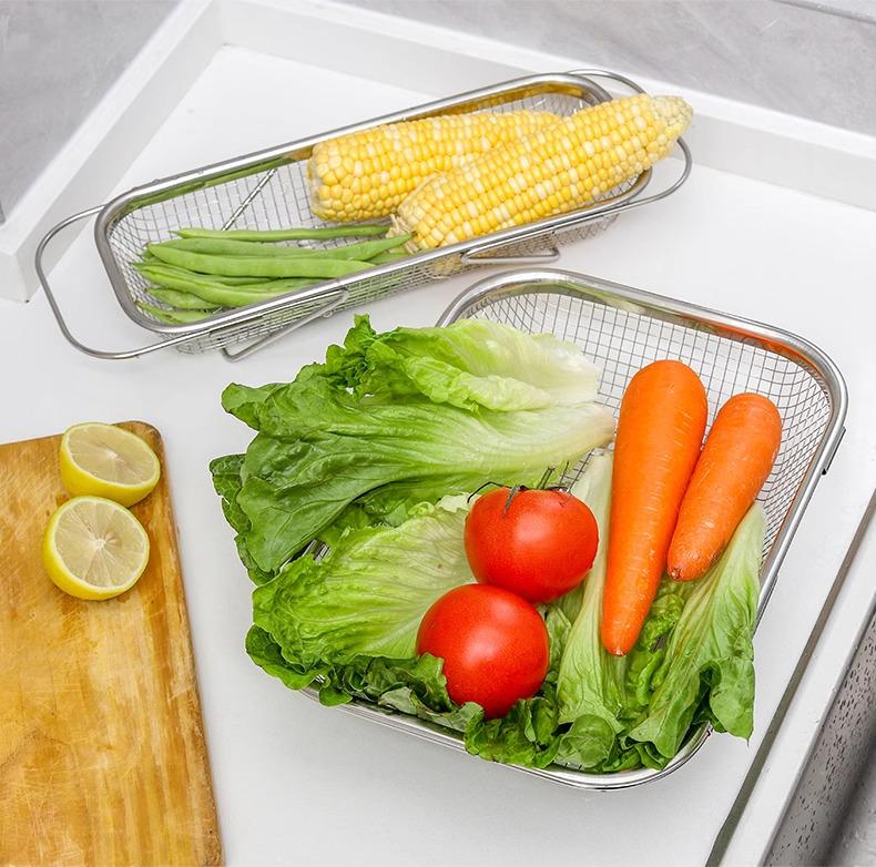 Telescopic Kitchen Sink Vegetable Washing Basin & Multi-purpose Drain Rack for Tableware