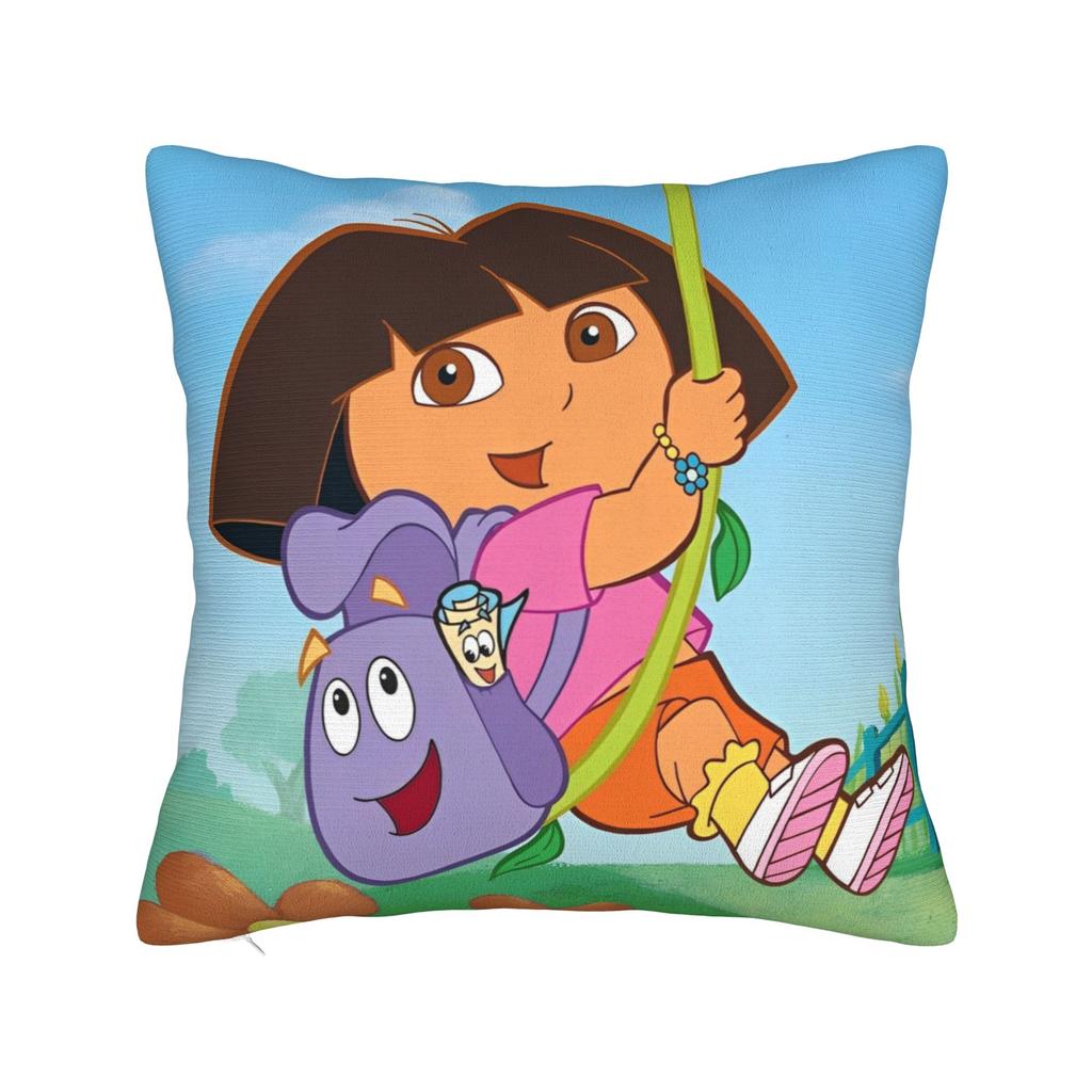 DDoras  and Boots Square Pillowcases Polyester Couch  Cushion Case Creative Decor Pillow Cover 4040
