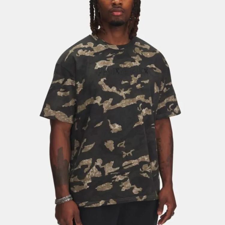 Under Armour Project SS25 Rock Letter Loose Comfortable All-Over Print Crew Neck T-Shirt Men T-Shirts Quartz-Gray 1389976-251