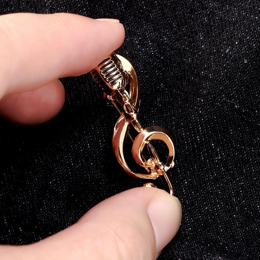 Badge Fashion DIY Decoration Backpack Collar Pins Gold Vintage Microphone Music Note Brooch Pins