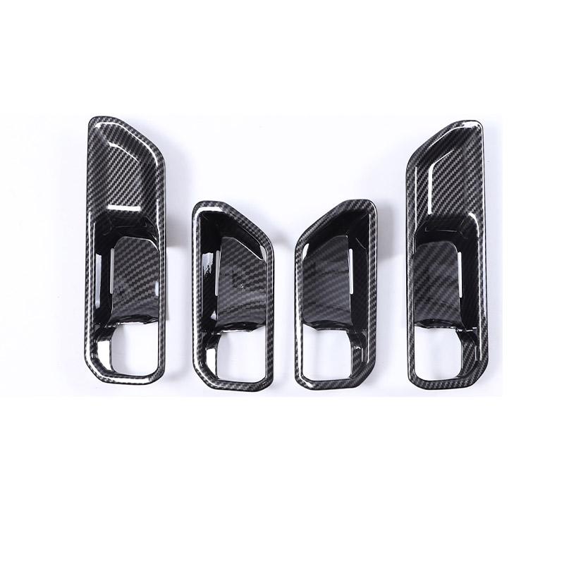 For Toyota Land Cruiser Prado 2024-2025 ABS Carbon Fiber/Black Car Inner door Handle Door Bowl Decorative Frame Car Accessories carbon fiber