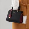 Cnoles Damen-Handtasche, Rindsleder, Großes Fassungsvermögen, Umhängetasche, Schwarz