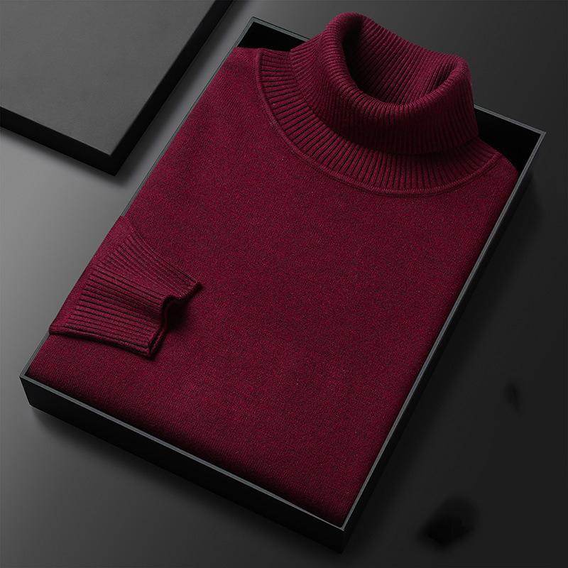 Men's sweater knitted bottoming Slim solid color high neck pullover sweater multi-color
