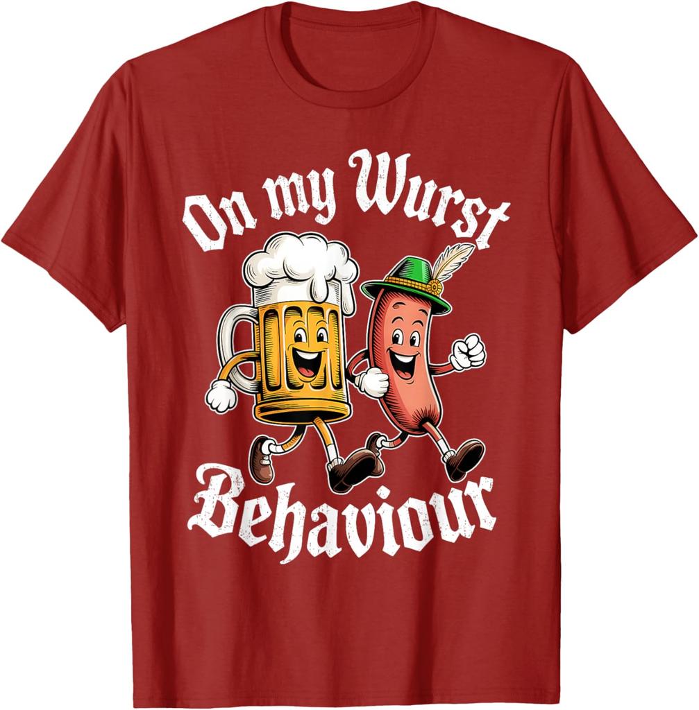 Oktoberfest auf Meinem Wurst Verhalten Deutsches Bier Wurst Frau Mann T-Shirt Mode Lässig Baumwolle Grafik T-Shirts Streetwear