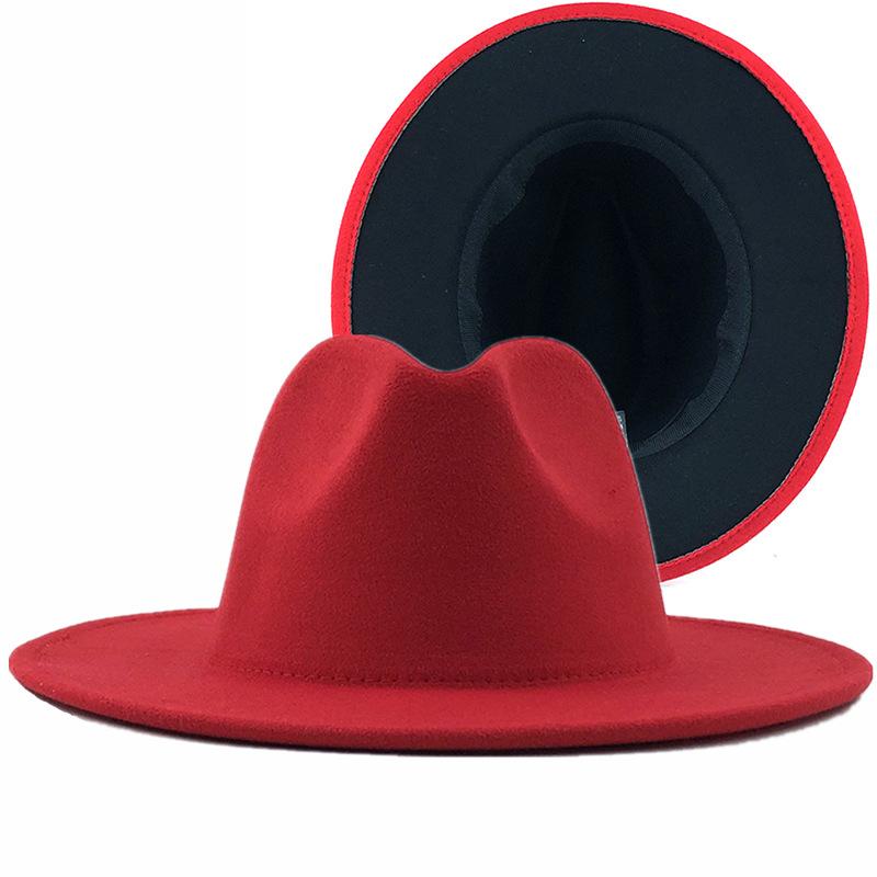 European and American woolen top hat new outer yellow inner sapphire blue hat ethnic style jazz hat cashmere felt hat