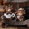 1/2Pcs Coffee Cup Highland Cow Figurine Coffee Bean Highland Cattle Resin Statue Sculpture Decoration Ornament Calf Lovers Gifts
