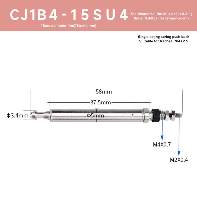 5/10/15/20Mm Bore Stroke Mini Pneumatic Cylinder Smc Type Cj1B4 Series Needle Cylinder For Industrial Automation Equipment