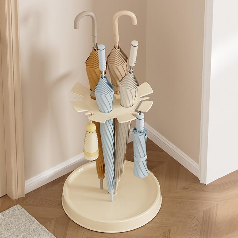 Umbrella Stand Holder Round Umbrella Rack Display Stand With 4 Slots Umbrellas Draining Rack Rainwater Catcher Tray For Long And