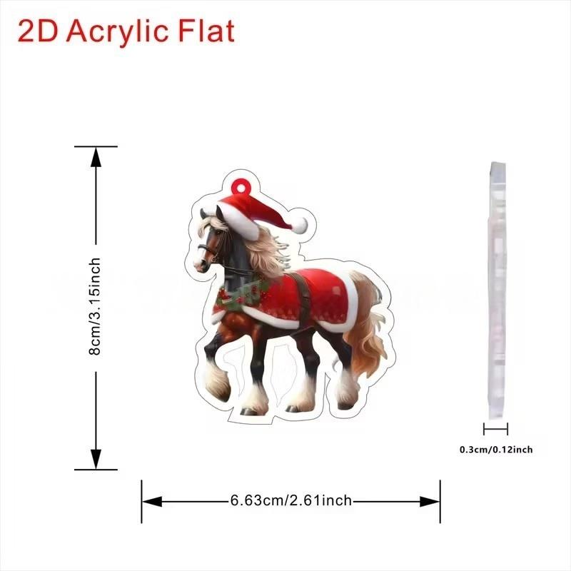 Ornament Pandantiv Acrilic 2D Cal de Crăciun Decor Festiv Pentru Interior Exterior Copaci Decorațiune Agățată Accesorii de Petrecere