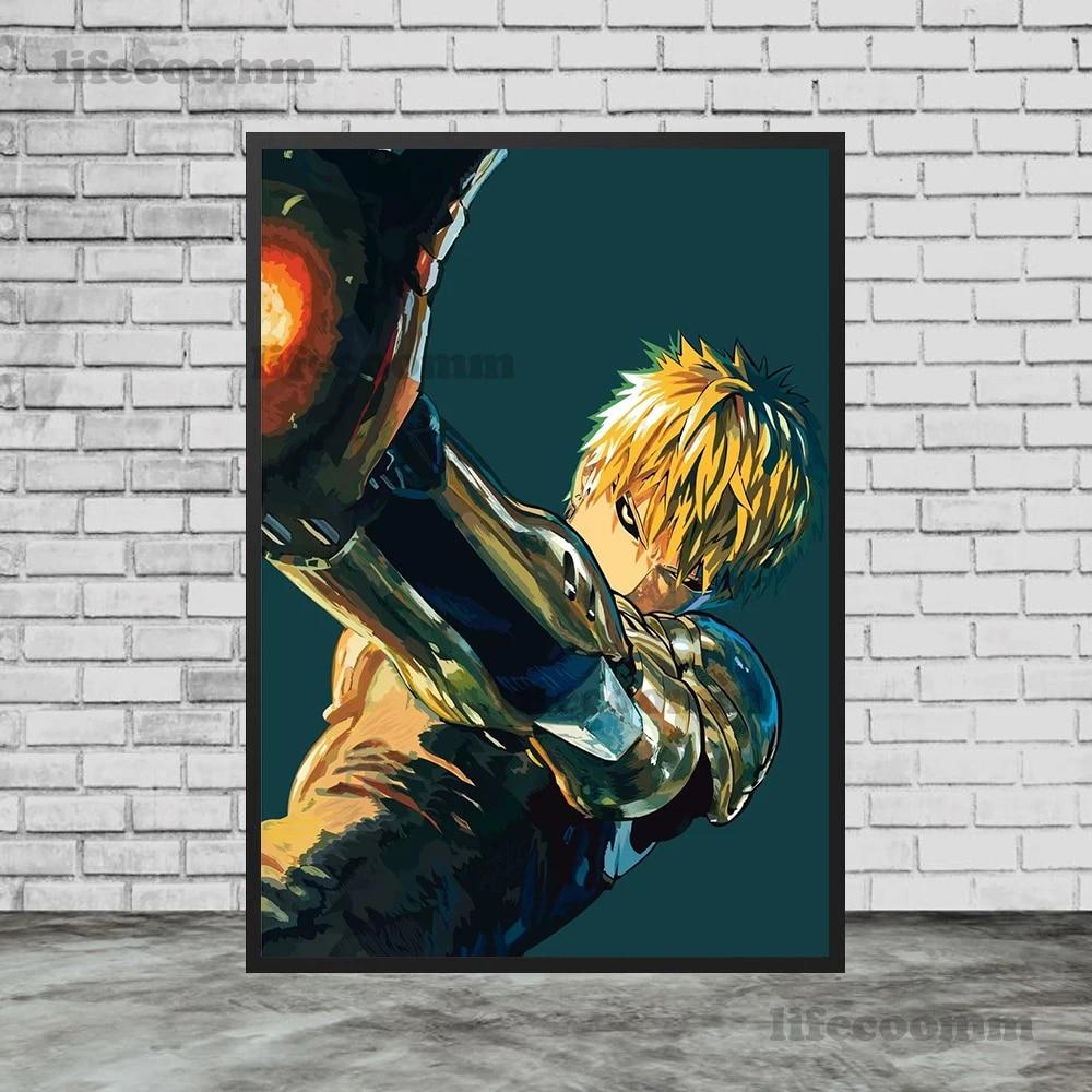 One Punch Man Janos, Saitama Hot Blooded Animație Poster și imprimare Decor Artă de perete Pânză Pictură pentru camera de zi Imprimare artistică fără cadru