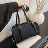 Casual Korean Style Boston Bag Underarm Simple Single Shoulder Bag Large Capacity Vintage PU Leather Handbag Unisex