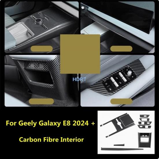 For Geely Galaxy E8 2024 + Car Styling Carbon Fibre Interior Rear Air Vent Outlet Gear Shift Window Control Panel Cover Sticker