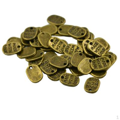 Ovale Perlen im Vintage-Stil aus Bronze mit Anhängern zur Schmuckherstellung, 50 Stück