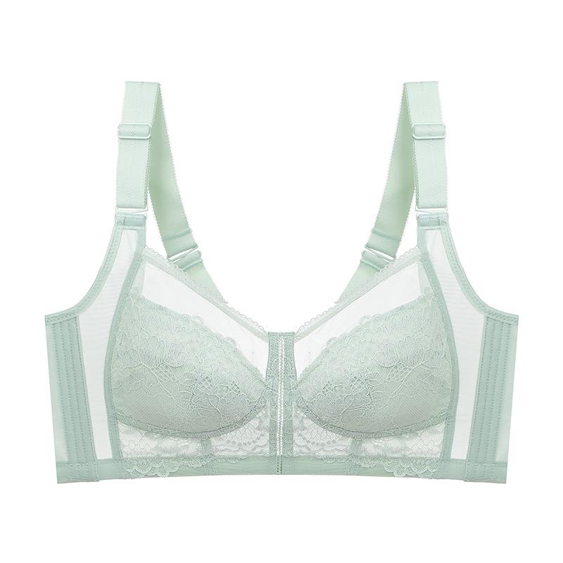 1011 spring new full cup without steel ring, large chest, small lace breathable thin anti-sagging adjustment bra