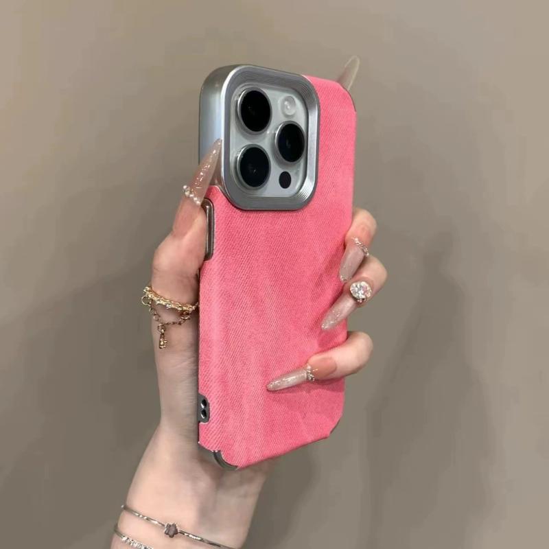 

Ретро джинсовая ткань для чехла для мобильного телефона Apple 16promax, для iPhone15pro гальванизированная рамка 14 ниша 13pro 11 противоударный защитный чехол 12pm iPhone 13 розовый